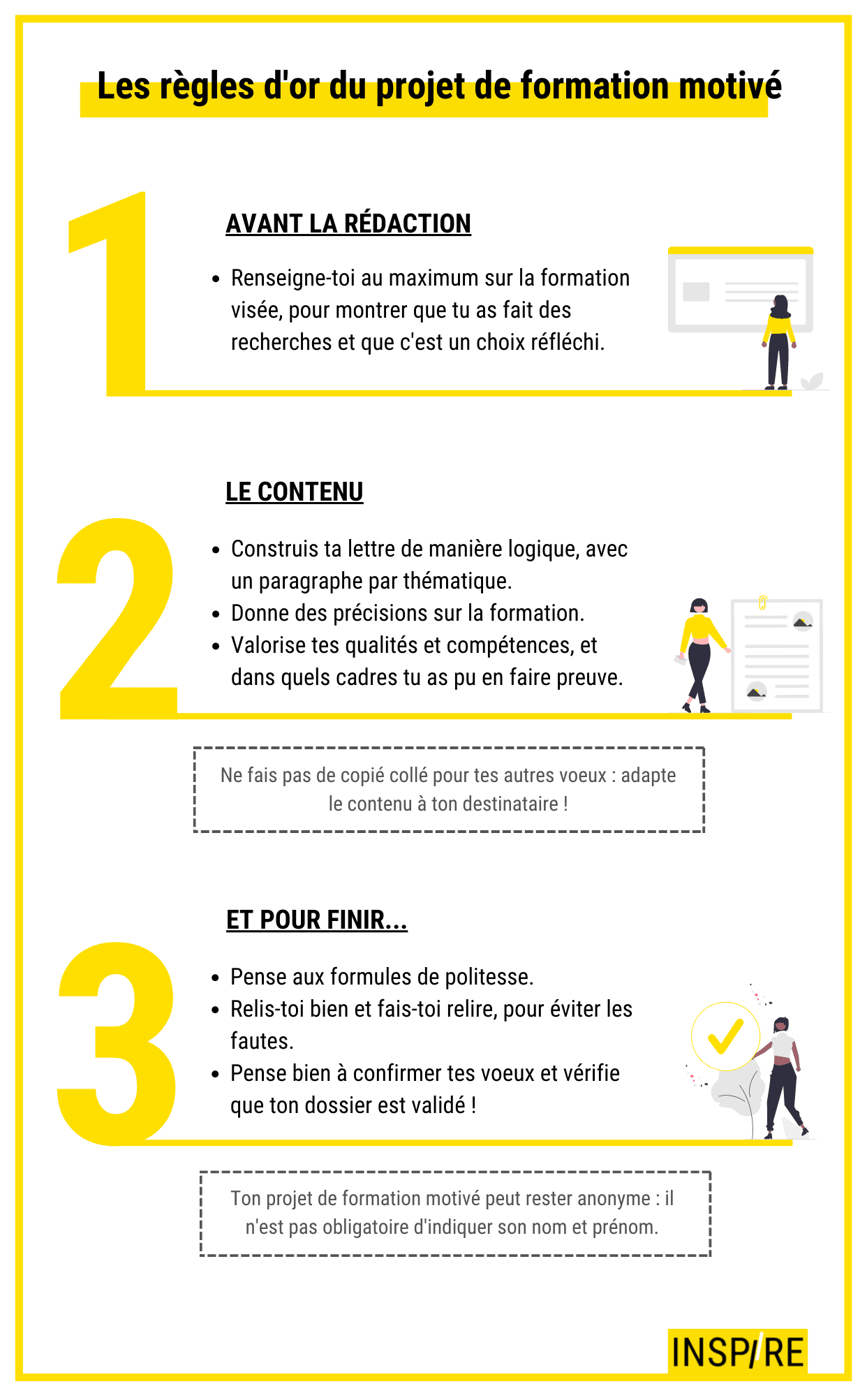 Infographie les règles d'or du projet de formation motivé